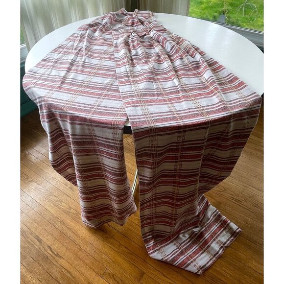 Vintage 70s pleated curtains, pair of red/white stripes or single green panel - Picture 5 of 10